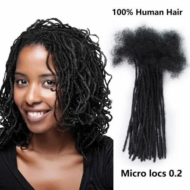 Exyhair Minilocs 0.2cm Extra Small Loc Extensions | 0.2cm Thickness Loc Extensions 100% Afro Kinky Human Hair