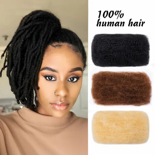 Exyhair Afro Kinkys Bulk Human Hair for Dreadlock Extensions Loc Repair Braiding Twist Afro Kinky Human Hair for Locs 1 Pack 30 Gram