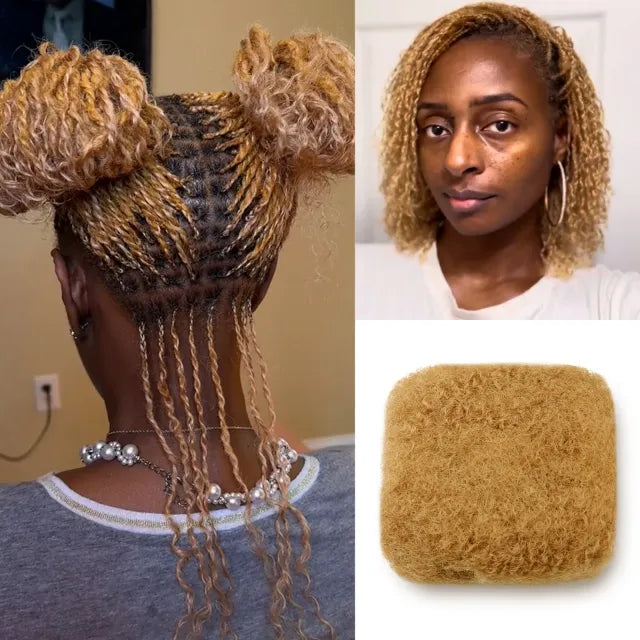 Exyhair #27 Tight Afro Kinky Bulk 100% Human Hair for Ideal to Make/ Repair Afro Hair Braids, Dreadlocks Extension, Afro Twist