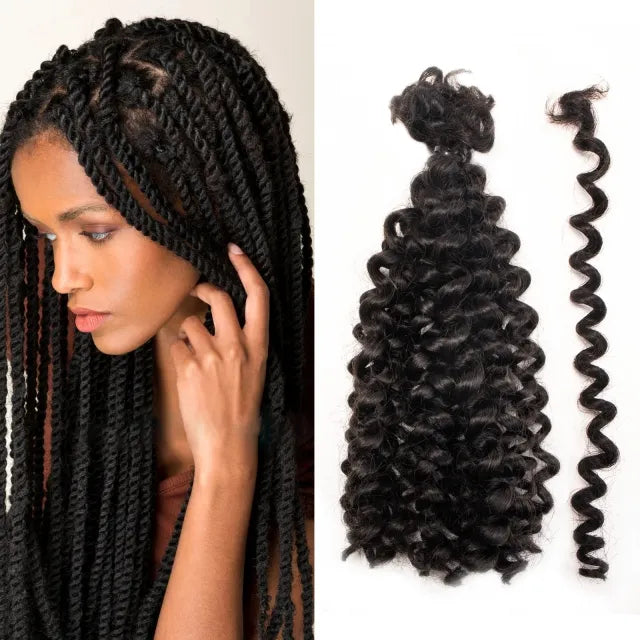 Exyhair Spring Twist Crochet 100% Human Hair Bulk Curly Texture for Faux Locs Spring Twist Hair Passion Twist Hair Butterfly Locs Crochet Hair