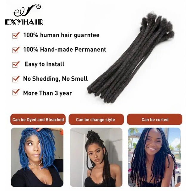 Exyhair 6 Inch Hot Style High Quality Afro Kinky Human Hair Crochet Dreadlock Extensions ( Free crochet hook + Free shipping)