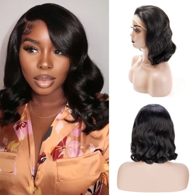 Exyhair 180% Density Body Wave Short Bob 13*4 Lace Front Wigs 100% Human Hair Wigs Pre Plucked Human Hair Wigs