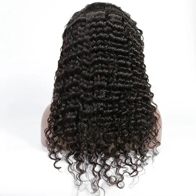Exyhair 180% density Virgin Human Hair Deep Wave Lace Frontal Wig Natural Color