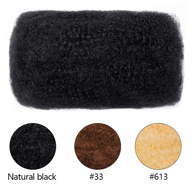 Exyhair Afro Kinkys Bulk Human Hair for Dreadlock Extensions Loc Repair Braiding Twist Afro Kinky Human Hair for Locs 1 Pack 30 Gram