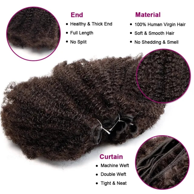 Exyhair Afro Kinky Bulk for Weaving in 100% Human Hair 4B 4C Hair Extensions 120g One Bundle Hair Weave Human Hair Bundles