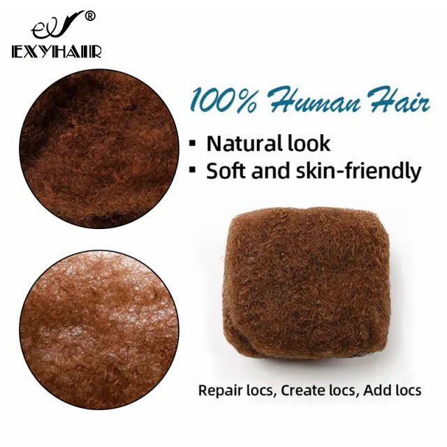 Exyhair #33 Tight Afro Kinky Bulk 100% Human Hair for Ideal to Make/ Repair Afro Hair Braids, Dreadlocks Extension, Afro Twist