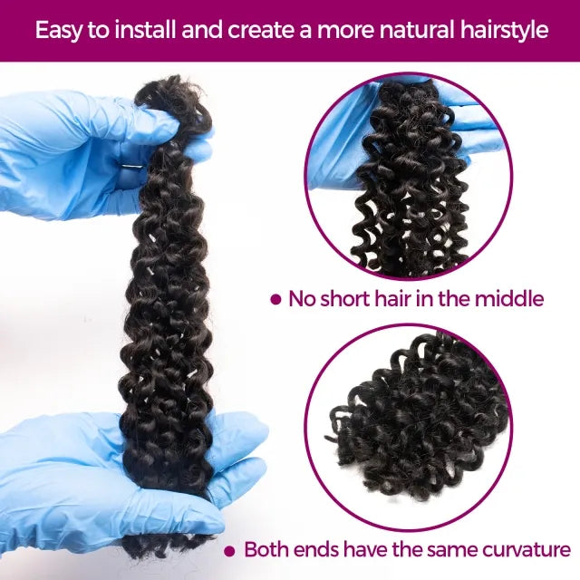 Exyhair Spring Twist Crochet 100% Human Hair Bulk Curly Texture for Faux Locs Spring Twist Hair Passion Twist Hair Butterfly Locs Crochet Hair