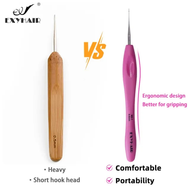 Exyhair Dreadlock Crochet Hook for Hair Dreadlock Needle Tool for Braid Craft Dread Locks Crochet Needles 0.5mm