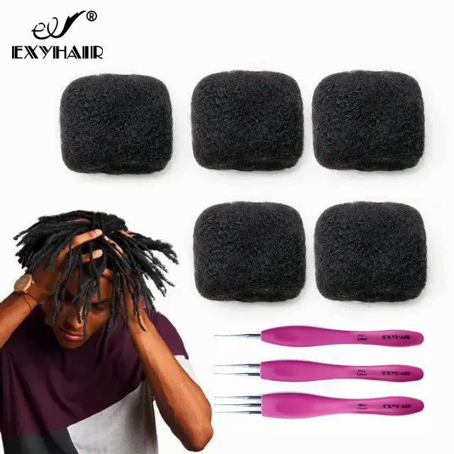 Exyhair 14 inch Tight Afro Kinky Bulk 100% Human Hair for Ideal to Make/ Repair Afro Hair Braids, Dreadlocks Extension, Afro Twist