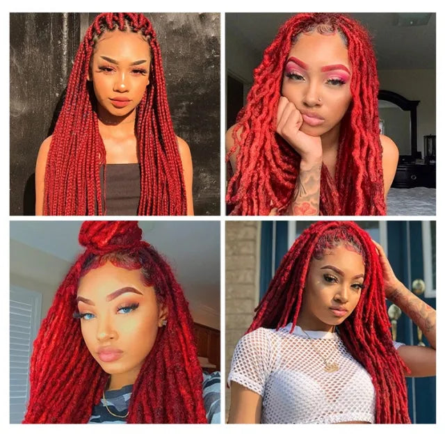 Exyhair #RED Color Tight Afro Kinky Bulk Human Hair for Draedlock Extensions, Repair Locs, Twists and Braids