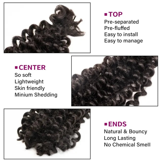 Exyhair Spring Twist Crochet 100% Human Hair Bulk Curly Texture for Faux Locs Spring Twist Hair Passion Twist Hair Butterfly Locs Crochet Hair