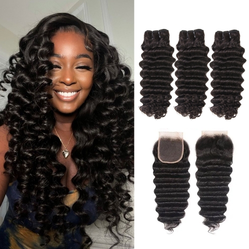 3 Bundle Deep Wave Hair 100 Unprocessed Virgin Human Hair Natural