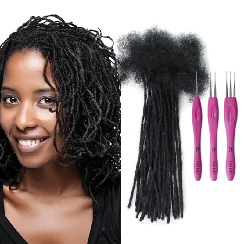Exyhair 0.2cm Extra Small Loc Extensions | 0.2cm Thickness Loc Extensions 100% Afro Kinky Human Hair
