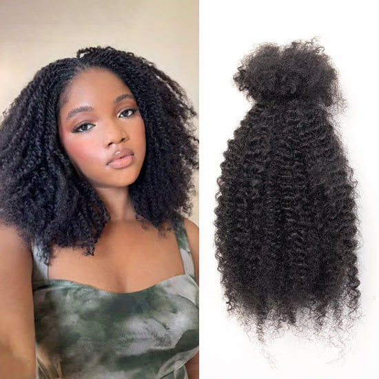 Exyhair Afro Kinky Curly Human Hair Bulk Curly Texture for Permanent Micro Locs,Twists, Braids, Repair Locs