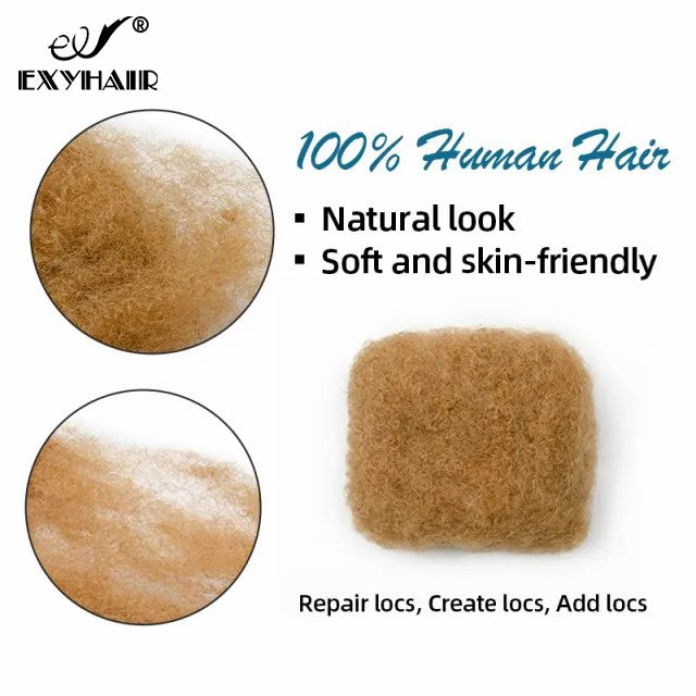 Exyhair #27 Tight Afro Kinky Bulk 100% Human Hair for Ideal to Make/ Repair Afro Hair Braids, Dreadlocks Extension, Afro Twist
