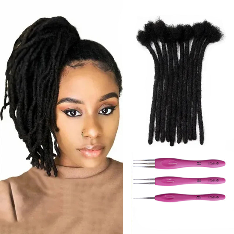 Exyhair 10 Inch Hot Style High Quality Afro Kinky Human Hair Crochet Dreadlock Extensions ( Free crochet hook + Free shipping)