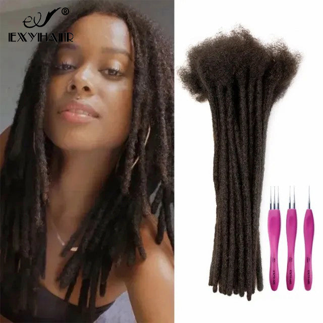 #2 Loc Extensions Human Hair for Man/Women Handmade Permanent Soft Locs with Needle