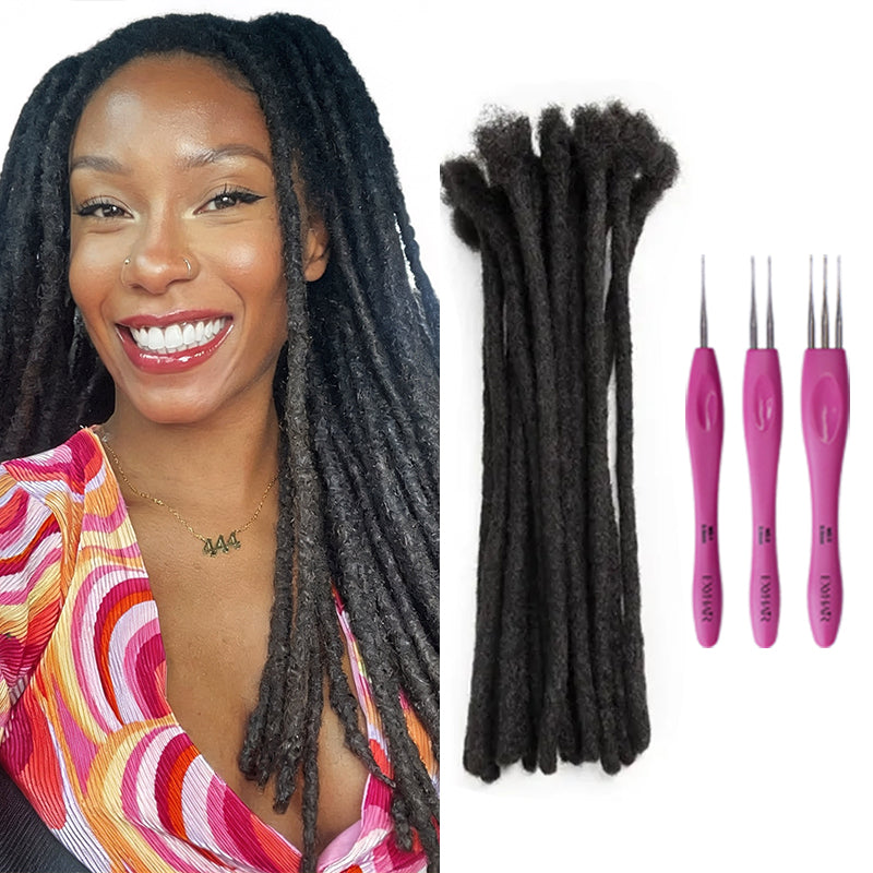 Exyhair 12 Inch Hot Style High Quality Afro Kinky Human Hair Crochet Dreadlock Extensions ( Free crochet hook + Free shipping)