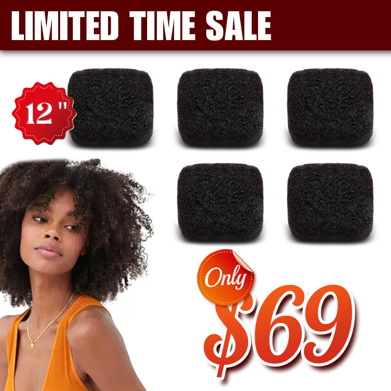 Exyhair 12 inch Tight Afro Kinky Bulk 100% Human Hair for Ideal to Make/ Repair Afro Hair Braids, Dreadlocks Extension, Afro Twist, with Crochet Hook