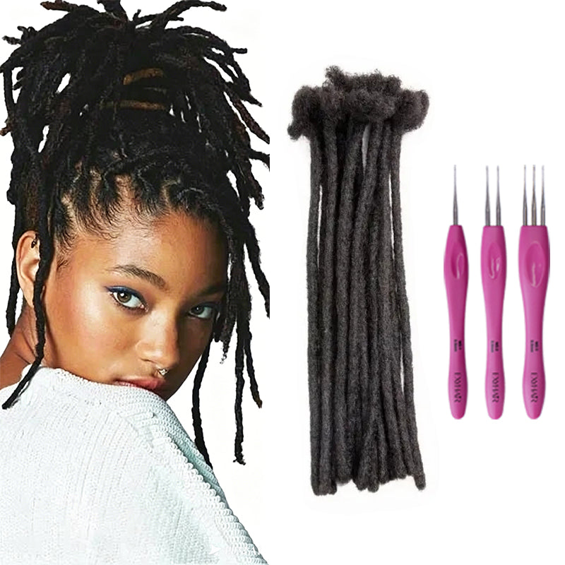 Exyhair 14 Inch Hot Style High Quality Afro Kinky Human Hair Crochet Dreadlock Extensions ( Free crochet hook + Free shipping)