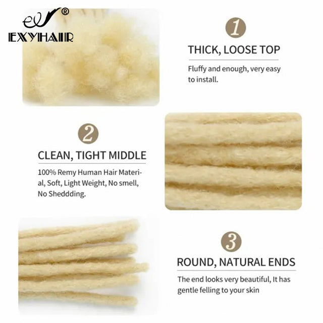 Exyhair 100% Human Hair Dreadlocks Extensions Blonde #613 Handmade Loc Crochet Braiding ( Free crochet hook + Free shipping)