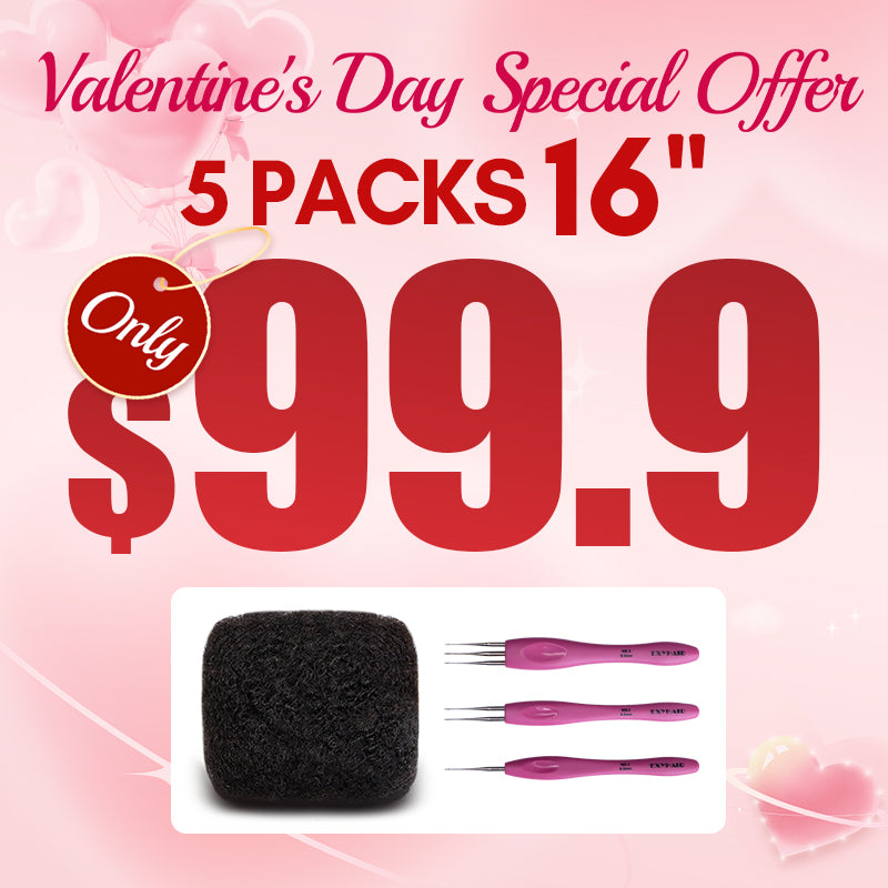 Exyhair 16 inch Tight Afro Kinky Bulk 100% Human Hair for Ideal to Make/ Repair Afro Hair Braids, Dreadlocks Extension, Afro Twist