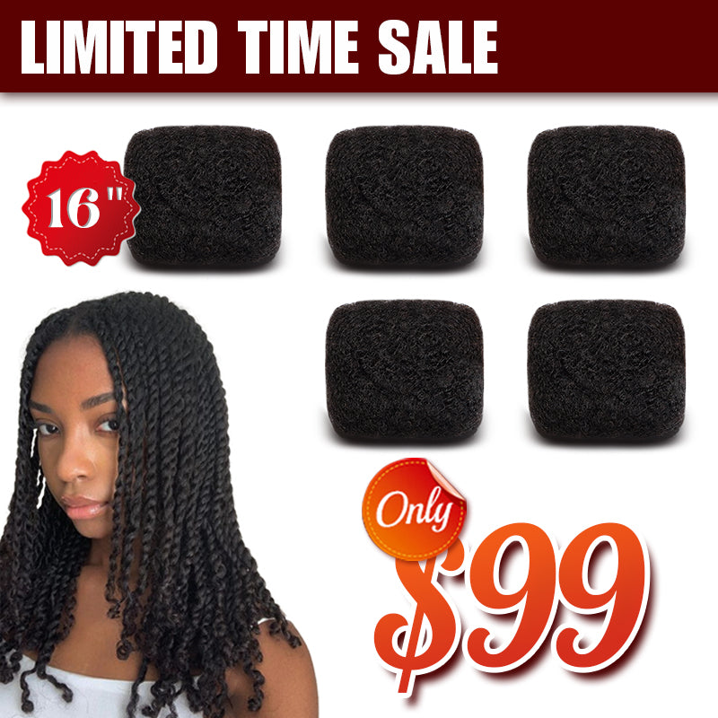 Exyhair 16 inch Tight Afro Kinky Bulk 100% Human Hair for Ideal to Make/ Repair Afro Hair Braids, Dreadlocks Extension, Afro Twist
