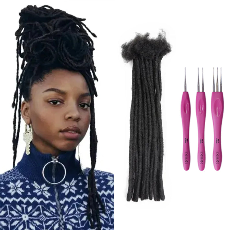 Exyhair 16 Inch Hot Style High Quality Afro Kinky Human Hair Crochet Dreadlock Extensions ( Free crochet hook + Free shipping)