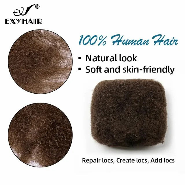 #4 Tight Afro Kinky Bulk Human Hair for Draedlock Extensions, Repair Locs, Twists and Braids