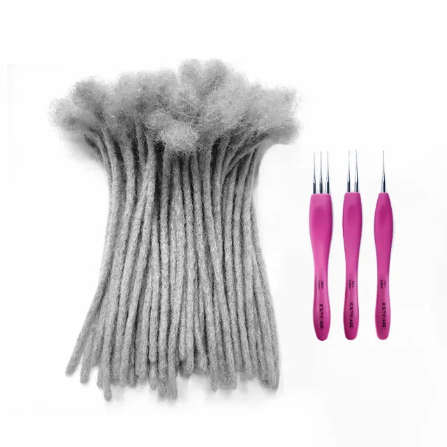 Exyhair Gray Crochet Dreadlock Extensions 100% Human Hair (Free crochet hook + Free shipping)