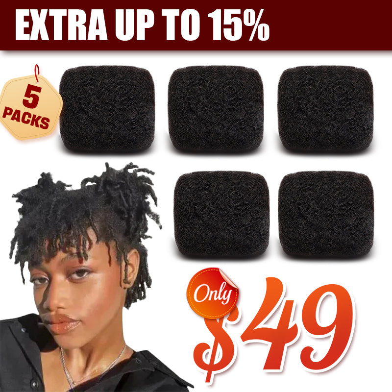 Exyhair 5 Packs 150g Tight Afro Kinky Bulk Human Hair for Dreadlocks Twisting and Braiding with Crochet Hook