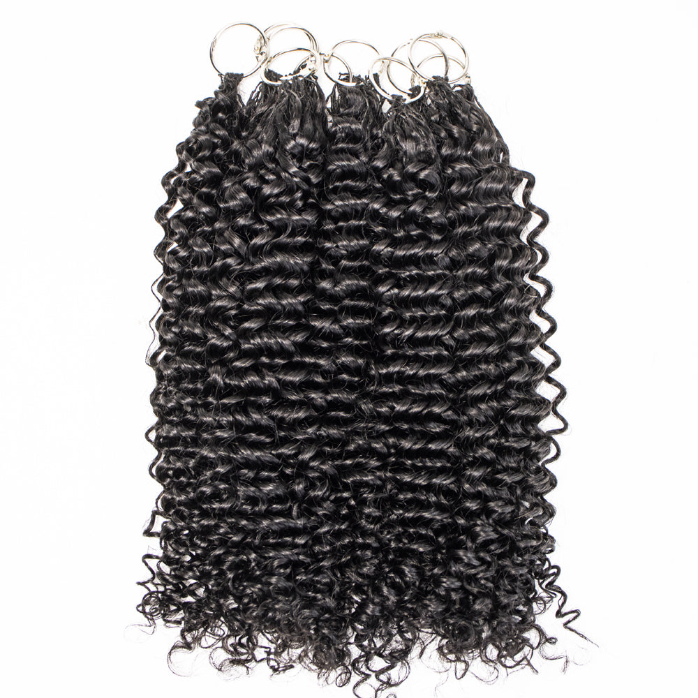 Exyhair 60G Afro Kinky Curly Natural Black Feather Crochet Hair Extension for boho hair, twist, braids and miracle knots