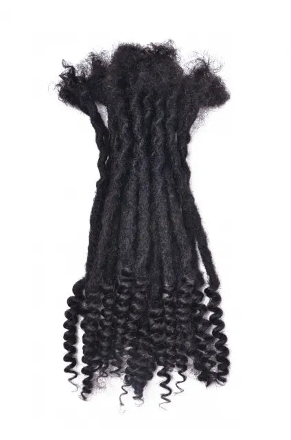 Culture locs with curly ends Afro Kinky Human Hair Crochet Dreadlock Extensions (Free crochet hook + Free shipping)