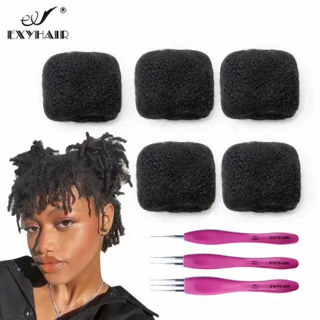 5 Packs 150g Tight Afro Kinky Bulk Human Hair for Dreadlocks Twisting and Braiding with Crochet Hook