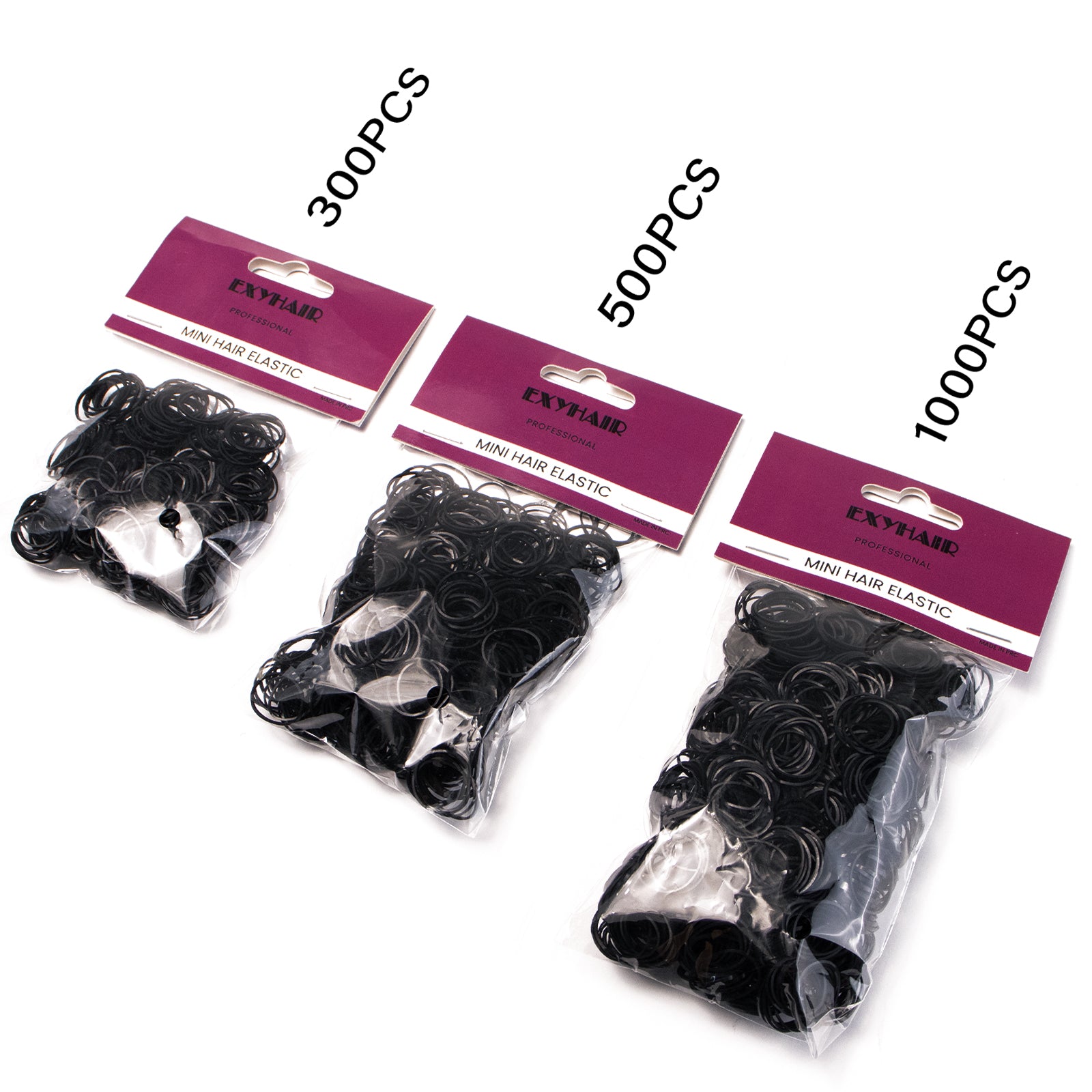 Exyhair Black Elastic Hair Ties Non Slip Rubber Bands for Girls and Women