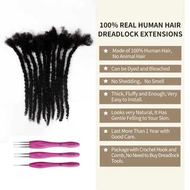 Exyhair Textured Locs Afro Kinky 100% Human Hair (Free crochet hook + Free shipping)