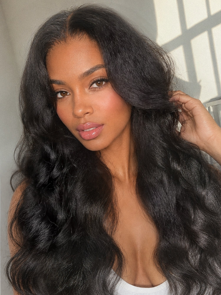 Exyhair Body Wave Lace Frontal Wig 180% density Virgin Human Hair  Natural Color