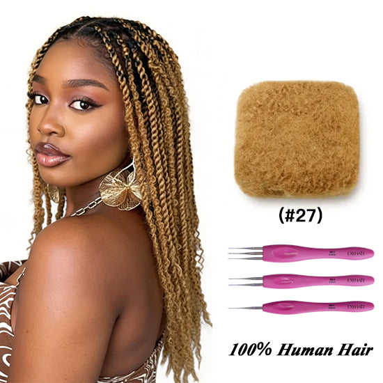 Exyhair #27 Tight Afro Kinky Bulk 100% Human Hair for Ideal to Make/ Repair Afro Hair Braids, Dreadlocks Extension, Afro Twist