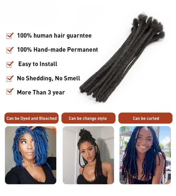 Exyhair 0.8CM Exyhair Afro Kinky 100% Human Hair Crochet Dreadlock Extensions ( Free crochet hook + Free shipping)