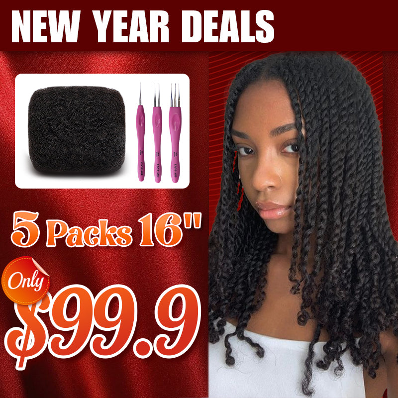 Exyhair 16 inch Tight Afro Kinky Bulk 100% Human Hair for Ideal to Make/ Repair Afro Hair Braids, Dreadlocks Extension, Afro Twist