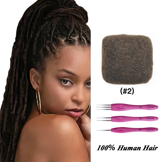 Exyhair #2 Tight Afro Kinky Bulk Human Hair for Draedlock Extensions, Repair Locs, Twists and Braids