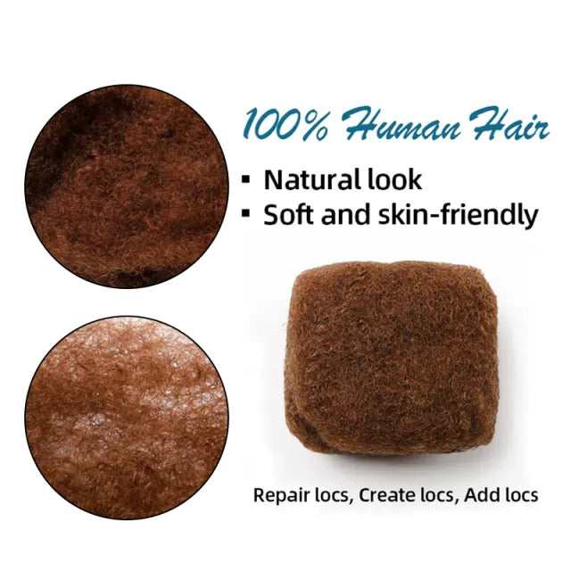 Exyhair #33 Tight Afro Kinky Bulk 100% Human Hair for Ideal to Make/ Repair Afro Hair Braids, Dreadlocks Extension, Afro Twist