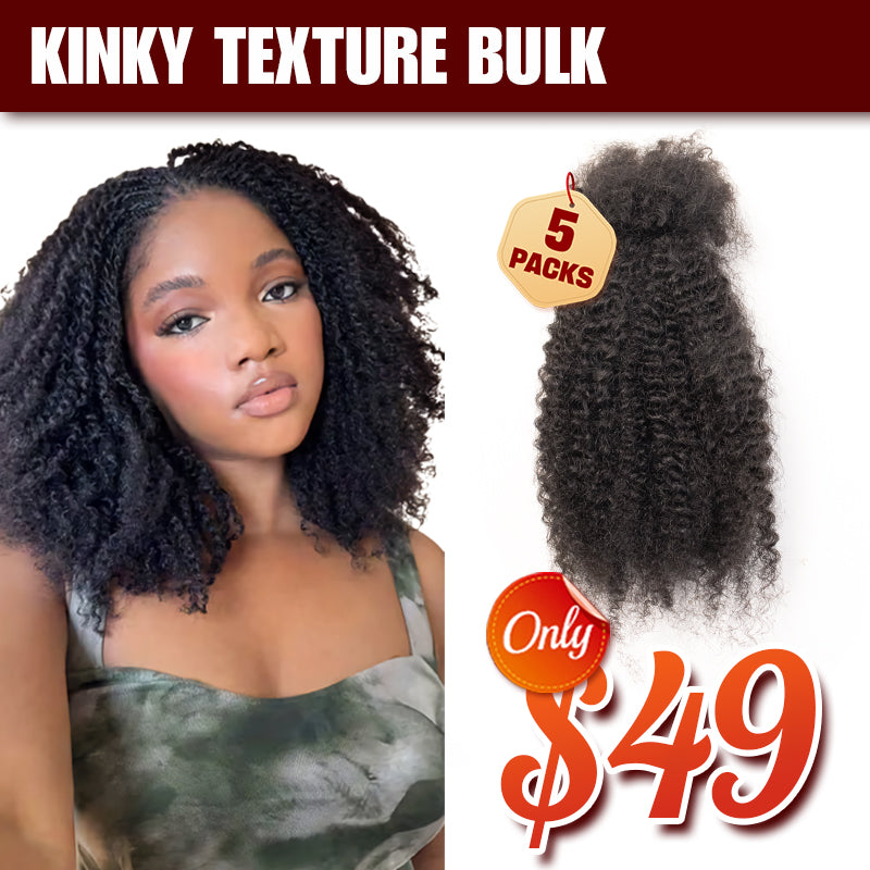 Exyhair Afro Kinky Curly Human Hair Bulk Curly Texture for Permanent Micro Locs,Twists, Braids, Repair Locs