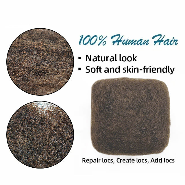 Exyhair #2 Tight Afro Kinky Bulk Human Hair for Draedlock Extensions, Repair Locs, Twists and Braids