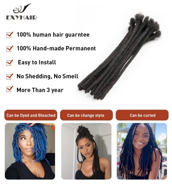 8 Inch Hot Style High Quality Afro Kinky Human Hair Crochet Dreadlock Extensions ( Free crochet hook + Free shipping)