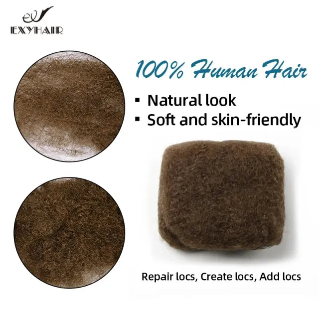 #30 Tight Afro Kinky Bulk 100% Human Hair for Ideal to Make/ Repair Afro Hair Braids, Dreadlocks Extension, Afro Twist