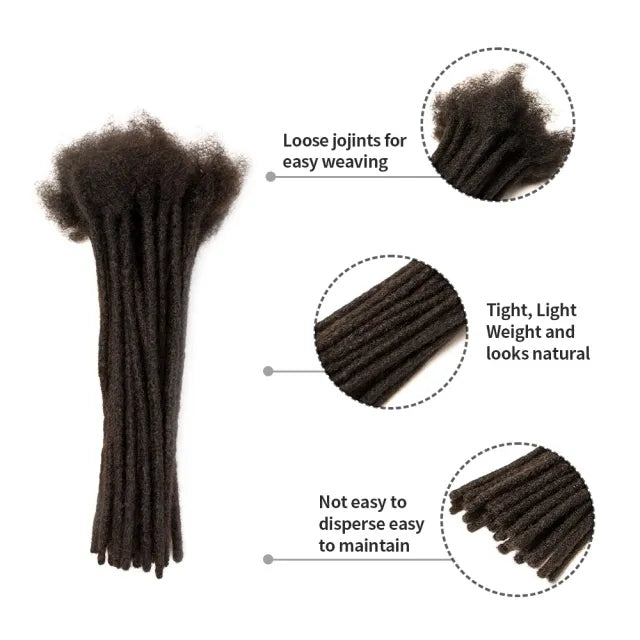 Exyhair #2 Loc Extensions Human Hair for Man/Women Handmade Permanent Soft Locs with Needle