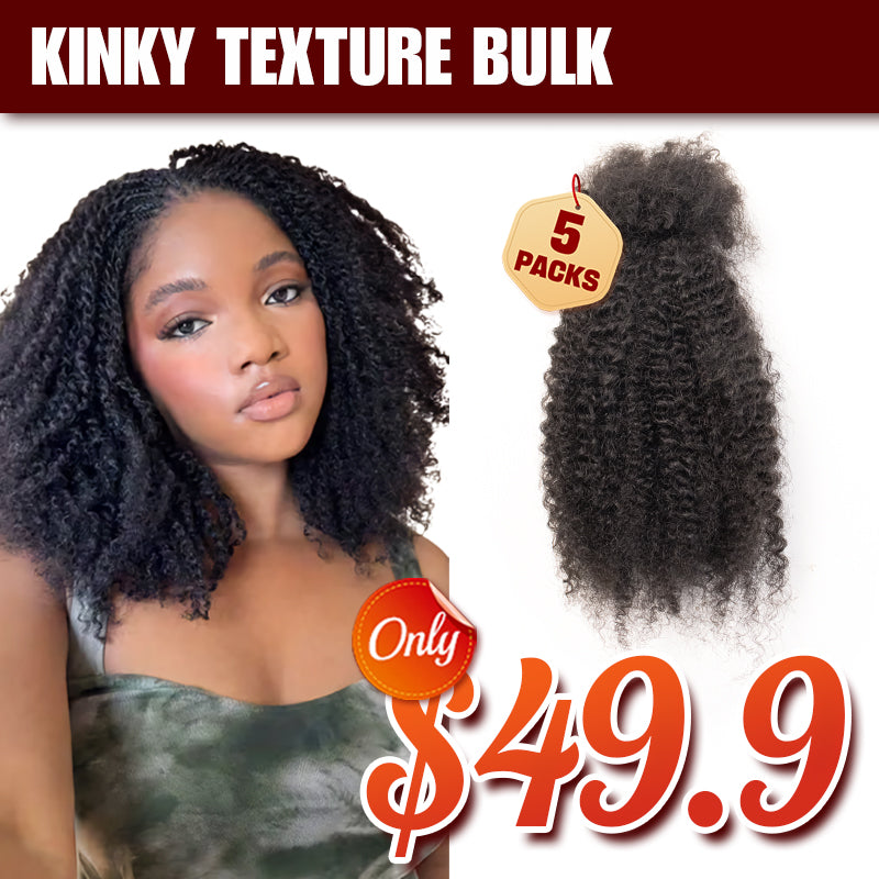 Exyhair Afro Kinky Curly Human Hair Bulk Curly Texture for Permanent Micro Locs,Twists, Braids, Repair Locs
