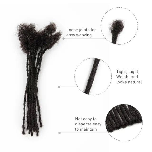 Minilocs 0.2cm Extra Small Loc Extensions | 0.2cm Thickness Loc Extensions 100% Afro Kinky Human Hair