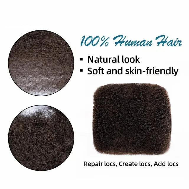 Exyhair #2 Tight Afro Kinky Bulk Human Hair for Draedlock Extensions, Repair Locs, Twists and Braids
